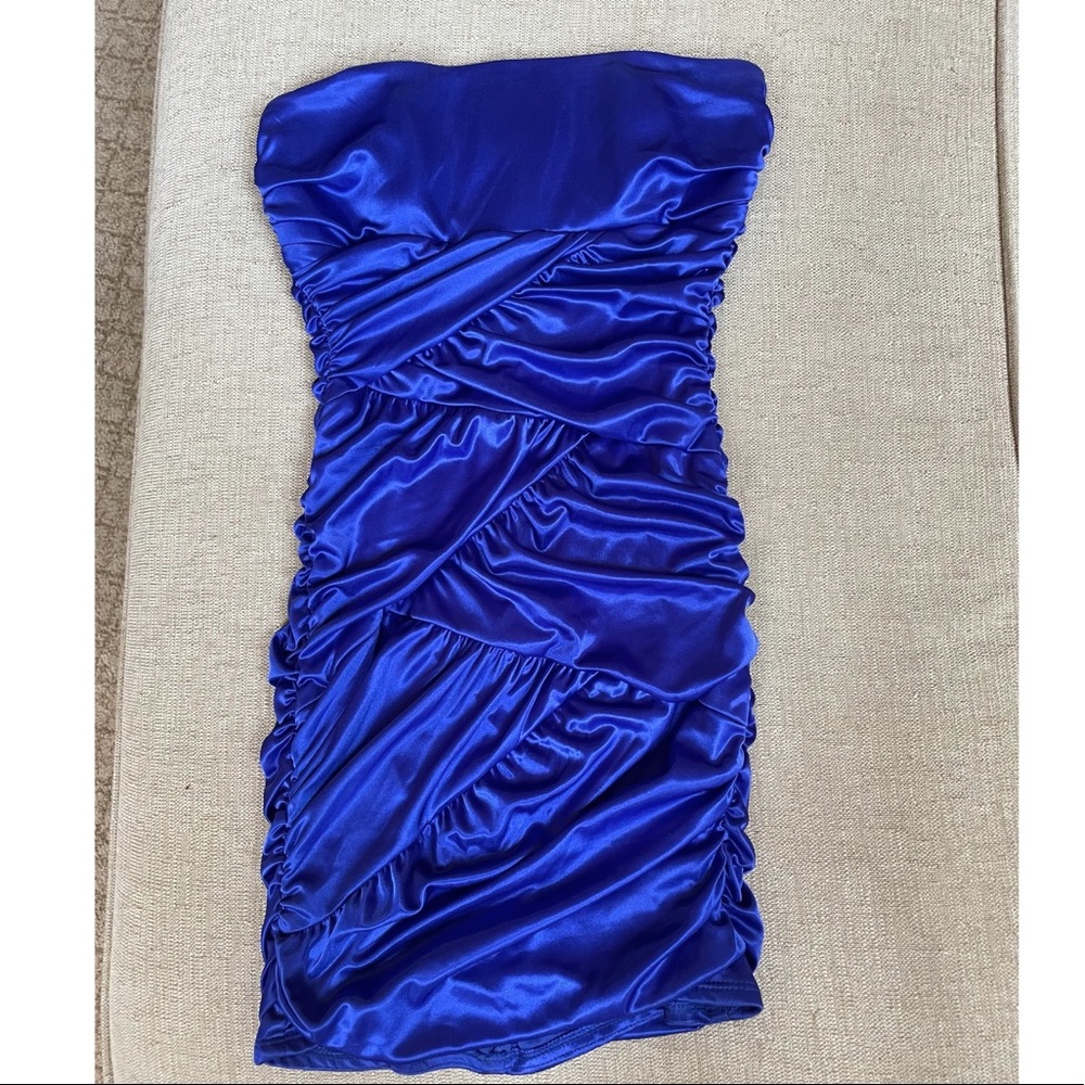 Royal blue strapless dress
